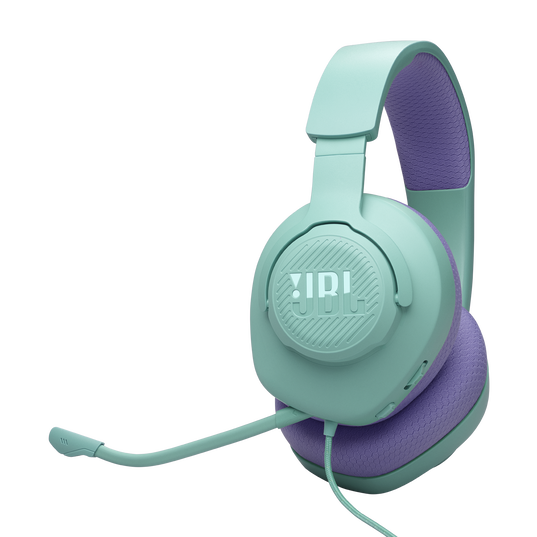 JBL Quantum 100M2 - Cyan - Wired over-ear gaming headset with detachable mic and mute option - Hero